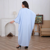 Plus Size Women V-Neck Embroidered Fall Formal Party Dress