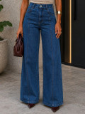 Women Denim Label Patchwork American Casual Pant
