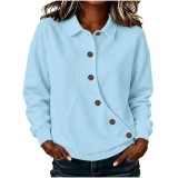 Women Autumn Winter Irregular Solid Button Top