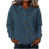 Women Autumn Winter Irregular Solid Button Top