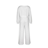 Women Off Shoulder Top and Wide Leg Pants Casual Two Piece Set