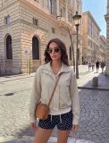 Women Plaid Casual Baseball Jacket