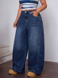 Women Fall American Style Denim Wide Leg Pant