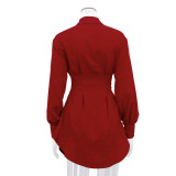 Women Mesh Patchwork See-Through Turndown Collar Long Sleeve Mini Dress