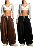 Women Autumn Winter Casual Beaded Solid Sweatpants