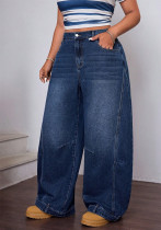 Women Fall American Style Denim Wide Leg Pant Women Fall American Style Denim Wide Leg Pant