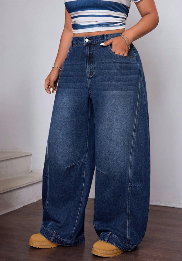 Women Fall American Style Denim Wide Leg Pant