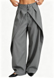 Women Fall Casual Double Pleated Wide Leg Dress Pants