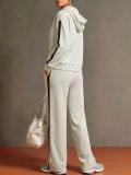 Women Casual Half Zip Hoodies & Wide Leg Pants Two Piece Set