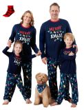 Women Christmas Letter Print Family Wear Long Sleeve Pajama Two Piece Set