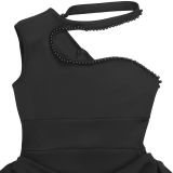 Women Slash Shoulder Hollow Streamer Dress