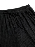 Women Button Turndown Collar Long Sleeve Top and Wide Leg Pant Two Piece Set