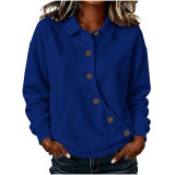 Women Autumn Winter Irregular Solid Button Top