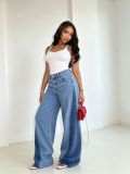 Women Two Tone Patchwork Denim Pant