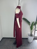 Women’s Fall Chic Elegant Formal Party Slash Shoulder Ribbon Slim Fit Bodycon Dress