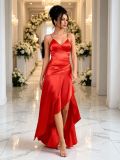 Women’s Strapless Satin Formal Party Wedding Bridesmaid Sleeveless Evening Dress