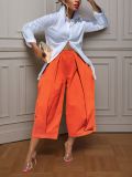 Women’s Casual Solid Color Wide Leg Cropped Pants