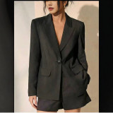 Women’s Fashion Solid Color Back Patchwork Lace Slim Waist Lace-Up Blazer