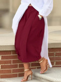 Women’s Casual Solid Color Wide Leg Cropped Pants