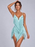 Women’s Party Fringe Strap Zip-Up Fashion Mini Dress
