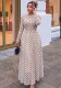 Women’s Fall Chic Polka Dot Two-Piece Set High Waist Slim Fit Mesh Long Sleeve Top and Mini Skirt