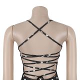 Women’s Patchwork Sexy Irregular Chic Polka Dot Low Back Strap Dress