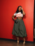 Women’s Fashion Elastic Waist Lantern Leg Harem Cropped Pants Casual Jogger Pants