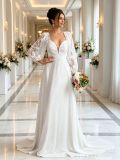 Women’s Long Sleeve V-Neck Lace Wedding Dress