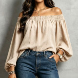 Women’s Sexy Off Shoulder Elastic Loose Fit Long Sleeve Shirt
