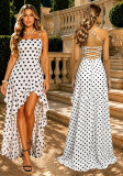 Women’s Patchwork Sexy Irregular Chic Polka Dot Low Back Strap Dress