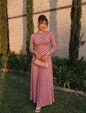 Women’s Fall Chic Polka Dot Two-Piece Set High Waist Slim Fit Mesh Long Sleeve Top and Mini Skirt