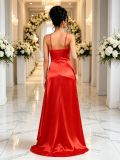 Women’s Strapless Satin Formal Party Wedding Bridesmaid Sleeveless Evening Dress