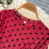 Women’s Fall Chic Polka Dot Two-Piece Set High Waist Slim Fit Mesh Long Sleeve Top and Mini Skirt