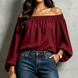 Women’s Sexy Off Shoulder Elastic Loose Fit Long Sleeve Shirt
