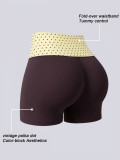 Women’s High Stretch Foldover Waist Tummy Control Butt Lift Running Quick-Dry Yoga Mini Shorts