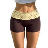 Women’s High Stretch Foldover Waist Tummy Control Butt Lift Running Quick-Dry Yoga Mini Shorts