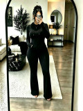 Women’s Hooded  Pocket Top Tight Fit Flare Leg Pants Stretch Two-Piece Set