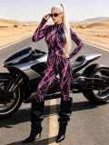 Women’s Fall Winter Sexy Printed Long Sleeve Stretch Jumpsuit Yoga Outfit