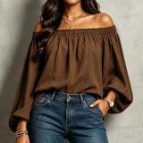 Women’s Sexy Off Shoulder Elastic Loose Fit Long Sleeve Shirt