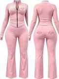 Women Fall Long Sleeve Zip Top and Pant Two Piece Set