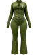 Women Fall Long Sleeve Zip Top and Pant Two Piece Set