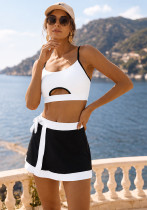 Women Solid Skirt Swimwear Three-Piece Women Solid Skirt Swimwear Three-Piece