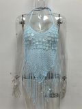 Women Tassel Skirt Beach Holidays Sequin Tassel Cami Top