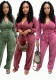 Women Casual Washed Zip Top and Pant Two Piece Set