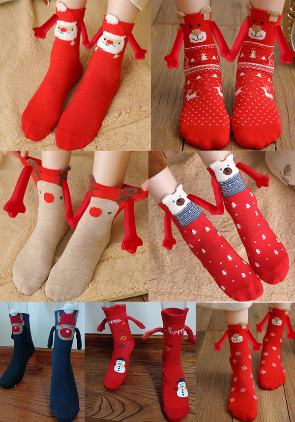 Women Christmas Socks Fall Winter Cotton Mid-Calf Socks