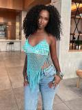 Women Tassel Skirt Beach Holidays Sequin Tassel Cami Top