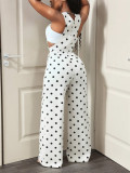 Women Casual Summer Polka Dot Denim Overall Jumpsuit