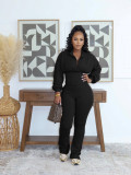Women Casual Sexy Long Sleeve Top and Bell Bottom Pant Two Piece Set