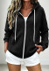 Women Zip Knit Hooded Long Sleeve Top Jacket