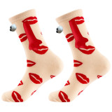 Women Valentine's Day Heart Print Mid-Calf Socks